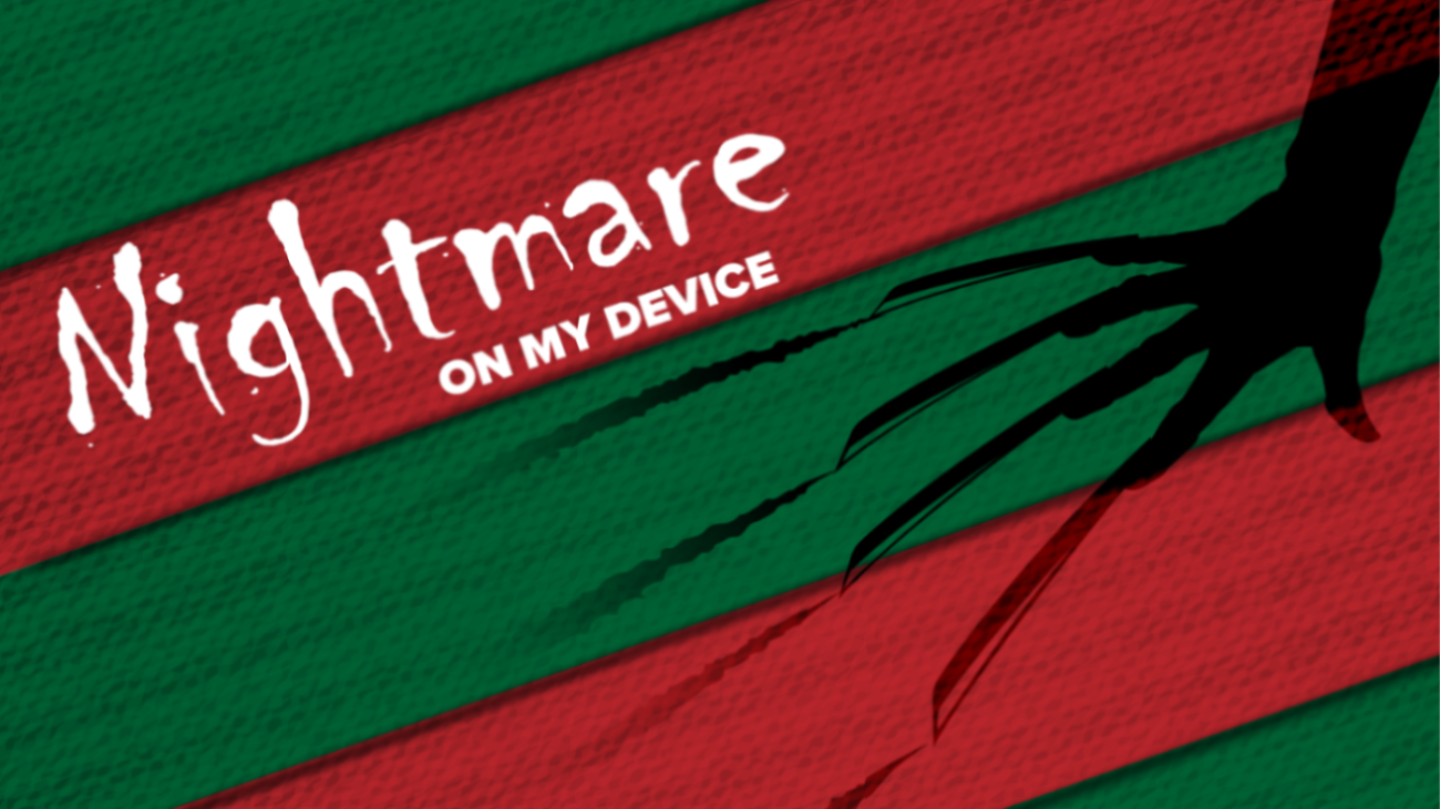Nightmare on my device Nightmare on my device. Clawed hand on red/green striped background