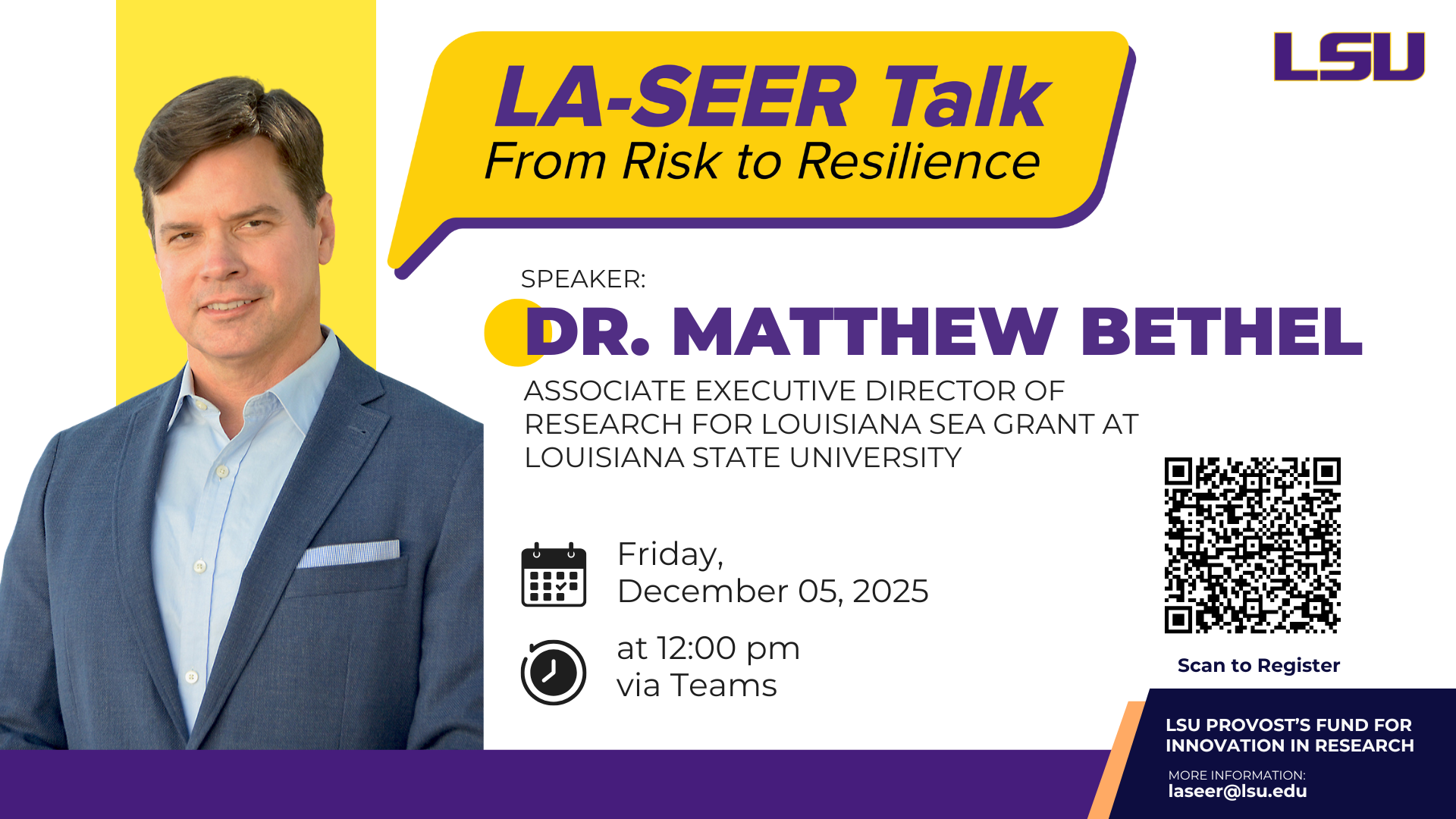 LA-SEER Talk with Dr. Bethel LA-SEER Talk with Dr. Bethel