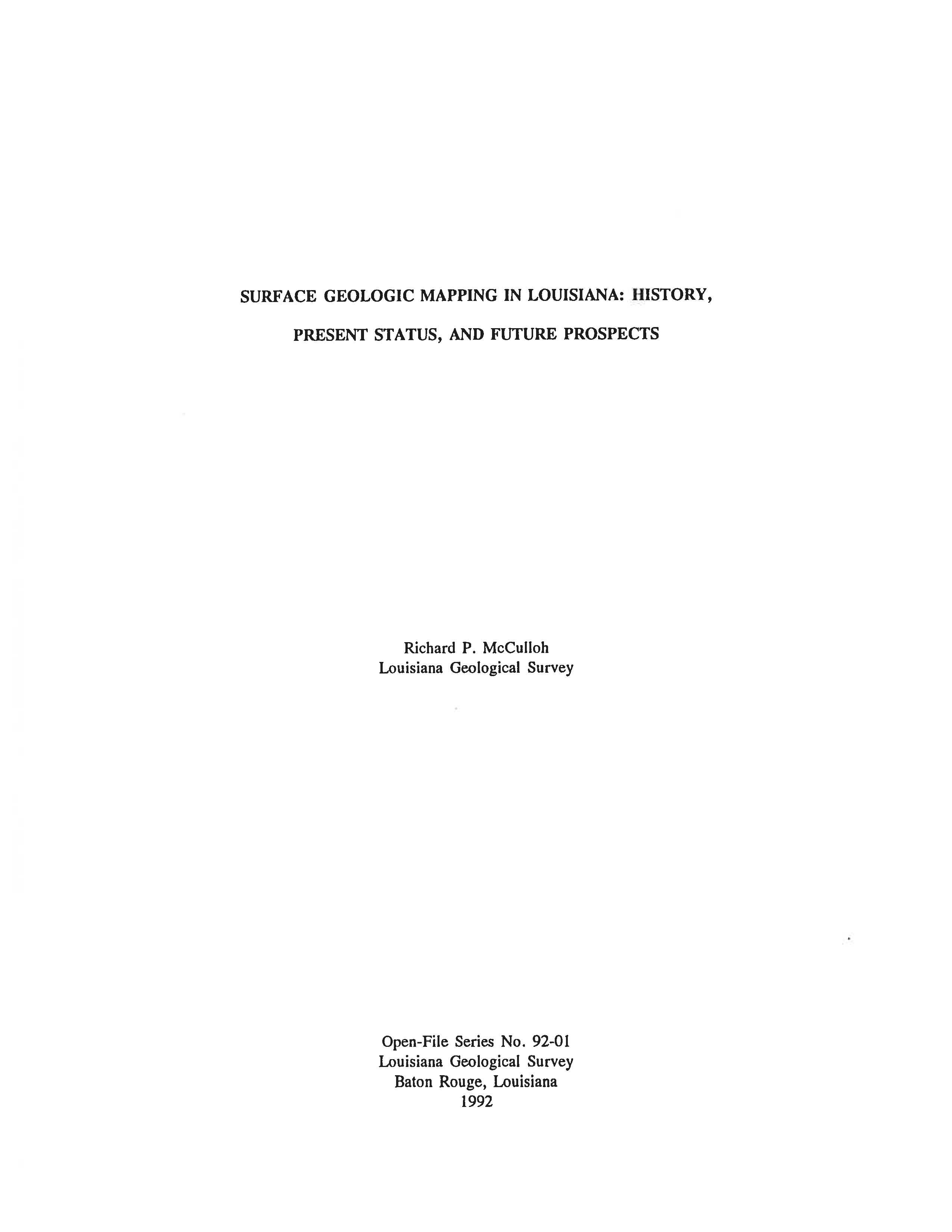 Surface Geologic Mapping in Louisiana: History, Present Status, and Future Prospects
